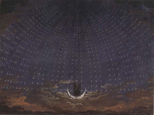 Karl friedrich schinkel Set Design for The Magic Flute:Starry Sky for the Queen of the Night (mk45) Germany oil painting art